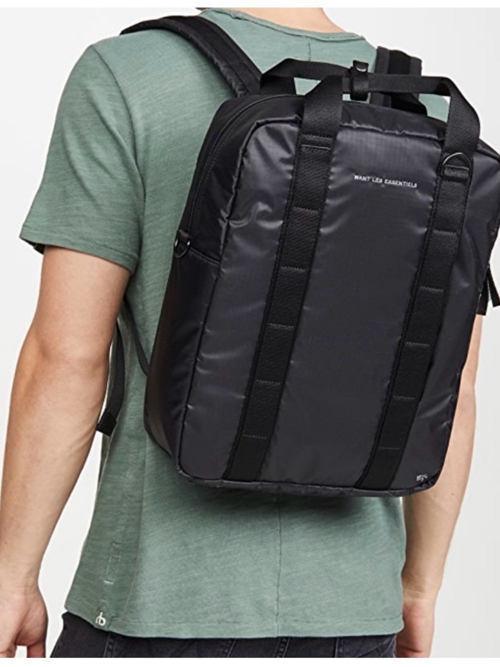 WANT Les Essentiels Black Nylon Messenger Dorado backpack